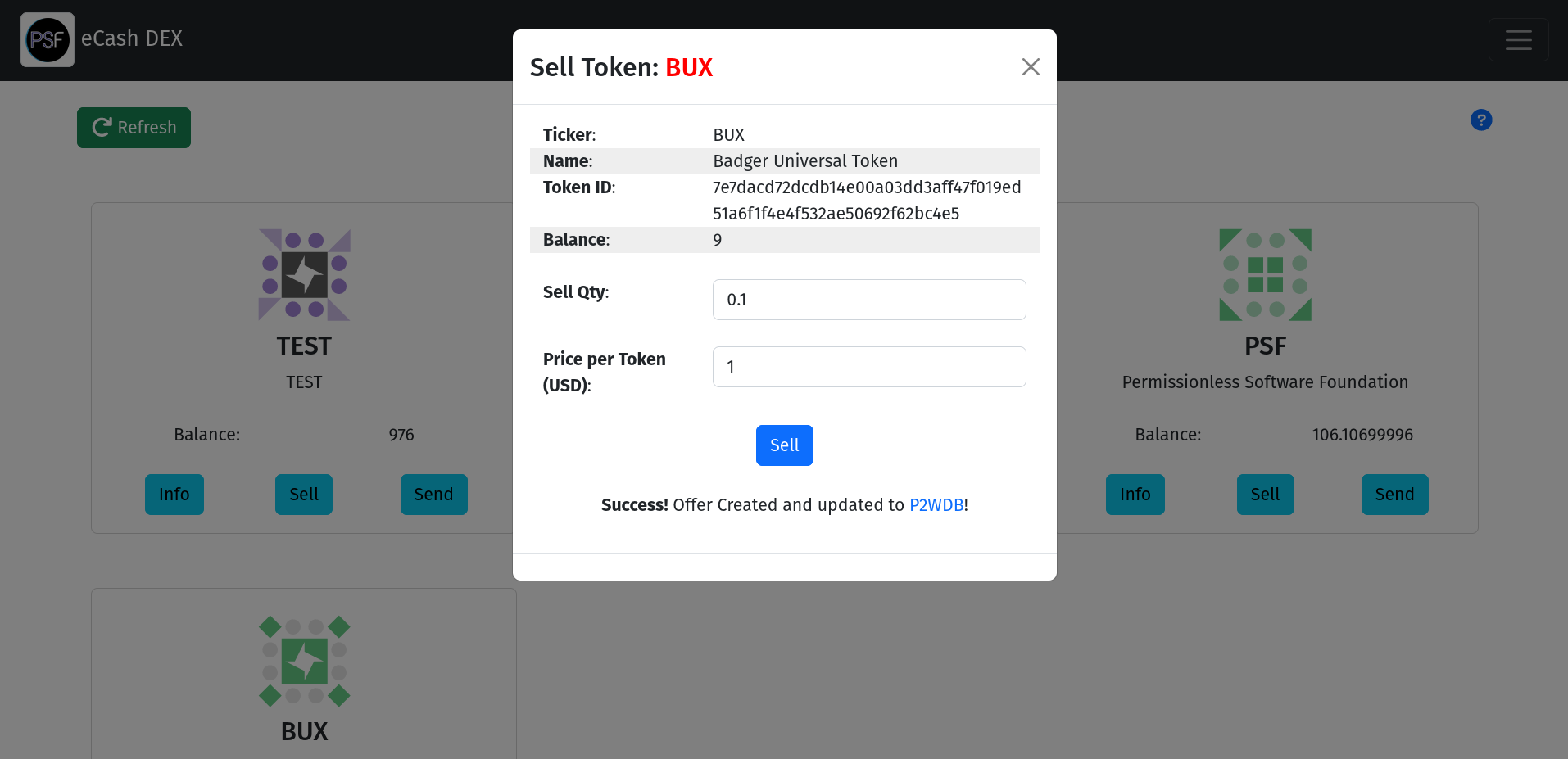Sell Modal